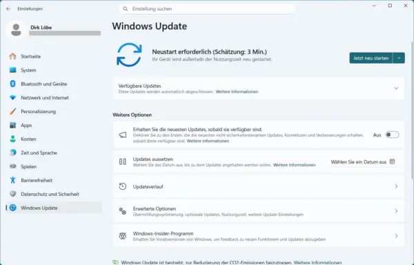 Neustart nach der Installation von Windows 11 26H2 Windows 11 26H2 ist vorbereitet und erfordert einen Neustart