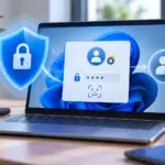 Illustration zum Administrator Protection Schutz in Windows 11 mit Windows Hello und geschützten Administratorrechten