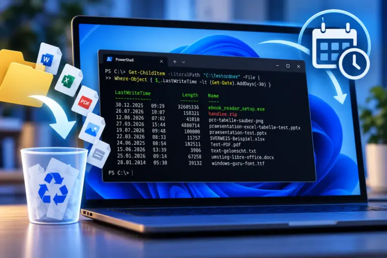 Alte Dateien automatisch löschen mit PowerShell unter Windows 11