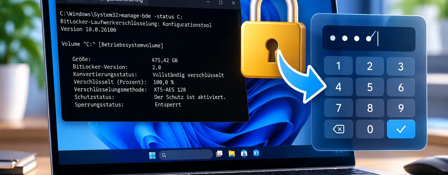 BitLocker-PIN unter Windows 11 ändern mit Eingabeaufforderung und PIN-Eingabe