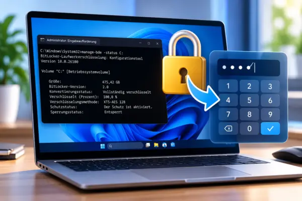 BitLocker-PIN unter Windows 11 ändern mit Eingabeaufforderung und PIN-Eingabe