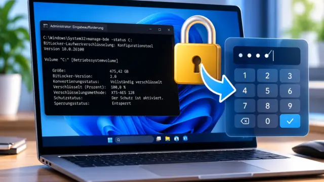 BitLocker-PIN unter Windows 11 ändern mit Eingabeaufforderung und PIN-Eingabe