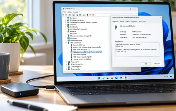 Fehlercode 43 im Geräte-Manager unter Windows 11 bei einem USB-Gerät