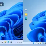 Windows 11 Taskleiste in normaler und kleiner Größe im Vergleich