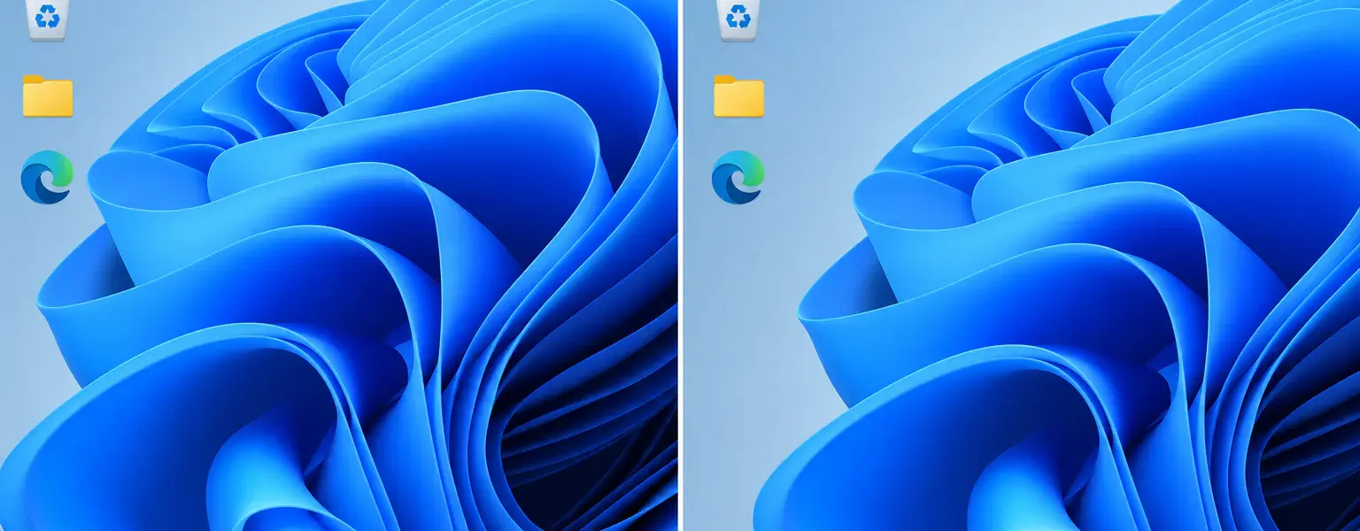 Windows 11 Taskleiste in normaler und kleiner Größe im Vergleich