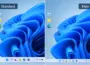 Windows 11 Taskleiste in normaler und kleiner Größe im Vergleich
