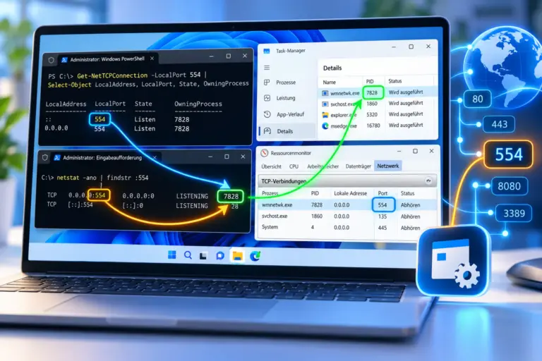 Welches Programm belegt welchen Port in Windows 11? Darstellung der Portbelegung mit PowerShell und Task-Manager