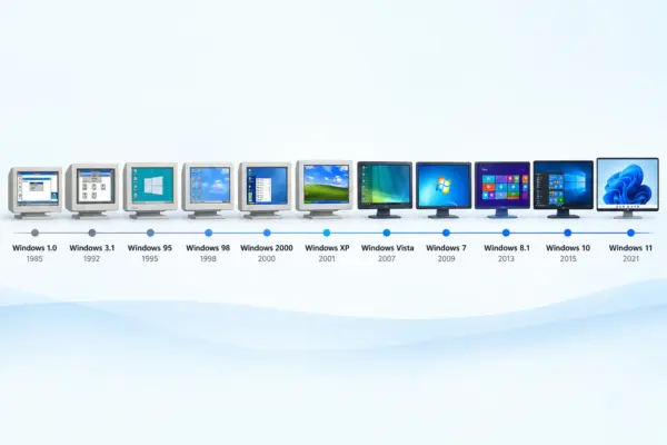 Entwicklung der Windows-Betriebssysteme Zeitleiste wichtiger Windows-Versionen von Windows 1.0 bis Windows 11